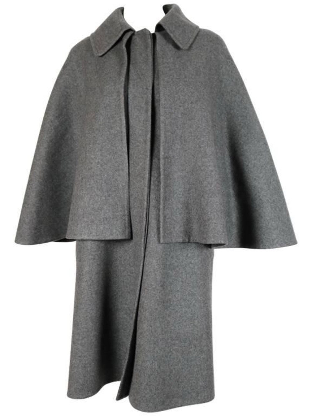 Inverness Gray Wool-Blend Cape Coat